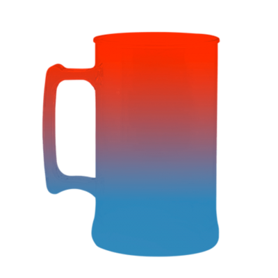 Caneca Bicolor Laranja Fluor x Azul Tiffany de 430 ml