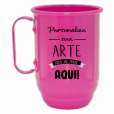 Caneca Alumínio Rosa 550 ML.