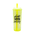 Copo Long Drink Acaso Não Sabeis com Tampa e Canudo Amarelo Neon