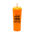 Copo Long Drink Acaso Não Sabeis com Tampa e Canudo Laranja