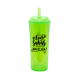 Copo Long Drink Acaso Não Sabeis com Tampa e Canudo Verde Neon