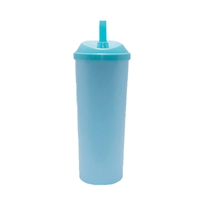 Copo Long Drink Azul Tiffany com Tampa e Canudo