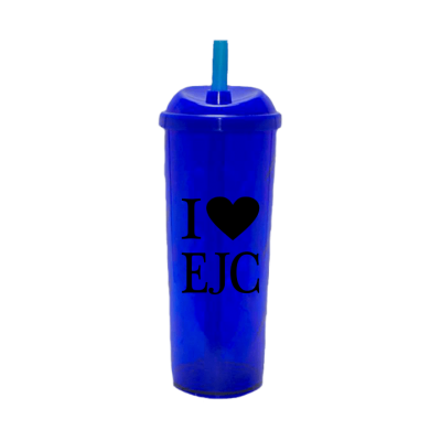 Copo Long Drink EJC 2 com Tampa e Canudo Azul Royal