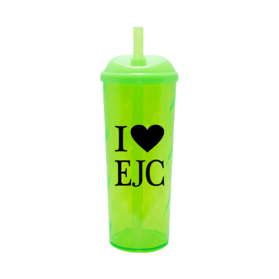 Copo Long Drink EJC 2 com Tampa e Canudo Verde Neon