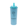 Copo Long Drink O Importante e a Rosa com Tampa e Canudo Azul Tiffany