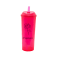 Copo Long Drink O Importante e a Rosa com Tampa e Canudo Rosa Neon