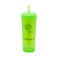 Copo Long Drink O Importante e a Rosa com Tampa e Canudo Verde Neon