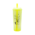 Copo Long Drink Pequeno Príncipe com Tampa e Canudo Amarelo Neon