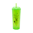 Copo Long Drink Pequeno Príncipe com Tampa e Canudo Verde Neon