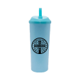 Copo Long Drink São Bento com Tampa e Canudo Azul Tiffany