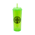 Copo Long Drink São Bento com Tampa e Canudo Verde Neon