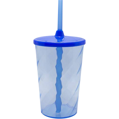 Copo Twister 500 ml com Tampa e Canudo Azul Neon