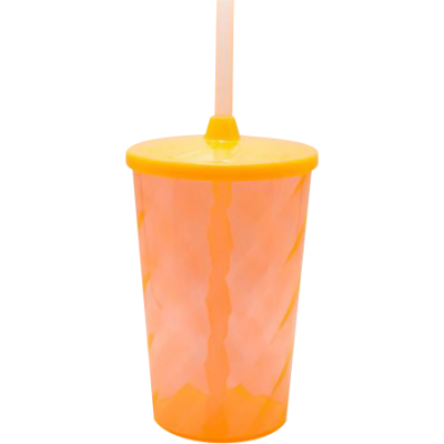 Copo Twister 500 ml com Tampa e Canudo Laranja Neon