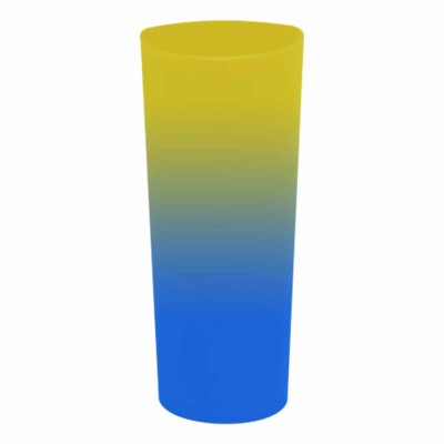 Copo Long Drink Jateado Bicolor Amarelo x Azul, 350 ml