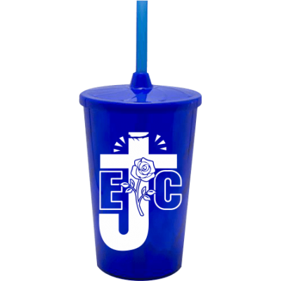 Copo Twister 500 ml EJC 2 com Tampa e Canudo Azul Royal