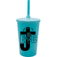 Copo Twister 500 ml EJC 2 com Tampa e Canudo Azul Tiffany