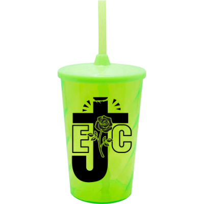 Copo Twister 500 ml EJC 2 com Tampa e Canudo Verde Neon