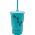 Copo Twister 500 ml O Importante e a Rosa com Tampa e Canudo Azul Tiffany