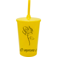 Copo Twister 500 ml O Importante e a Rosa 2 com Tampa e Canudo Amarelo