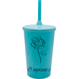 Copo Twister 500 ml O Importante e a Rosa 2 com Tampa e Canudo Azul Tiffany