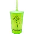 Copo Twister 500 ml O Importante e a Rosa 2 com Tampa e Canudo Verde Neon