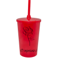 Copo Twister 500 ml O Importante e a Rosa 2 com Tampa e Canudo Vermelho