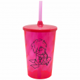 Copo Twister 500 ml Pequeno Príncipe 2 com Tampa e Canudo Rosa Neon