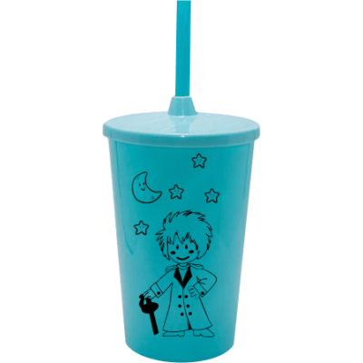 Copo Twister 500 ml Pequeno Príncipe com Tampa e Canudo Azul Tiffany