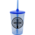 Copo Twister 500 ml São Bento com Tampa e Canudo Azul Royal Translucido