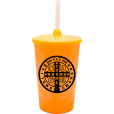 Copo Twister 500 ml São Bento com Tampa e Canudo Laranja Leitoso