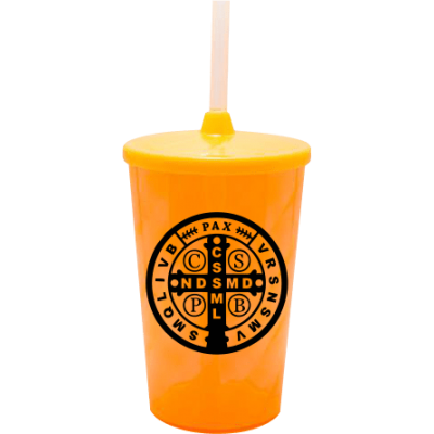 Copo Twister 500 ml São Bento com Tampa e Canudo Laranja Leitoso