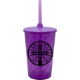 Copo Twister 500 ml São Bento com Tampa e Canudo Roxo Translucido