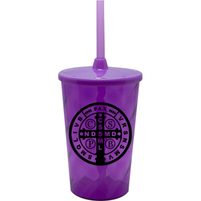 Copo Twister 500 ml São Bento com Tampa e Canudo Roxo Translucido