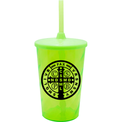 Copo Twister 500 ml São Bento com Tampa e Canudo Verde Neon