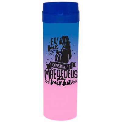 Coqueteleira Mãe de Deus Jateado Bicolor Azul x Rosa Bebê 480ml