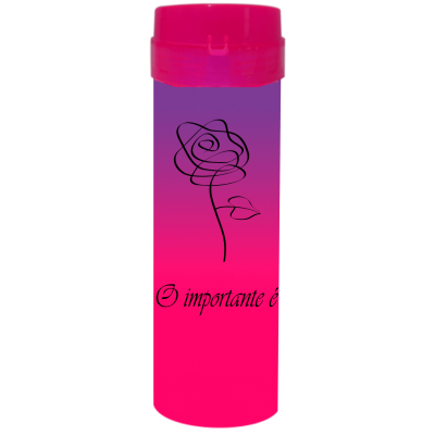 Coqueteleira O Importante e a Rosa Jateado Bicolor Roxo Fluor x Rosa Fluor 480ml