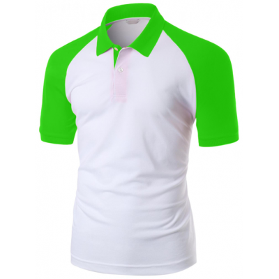 Camisa Polo Raglan Lisa Branca e Verde