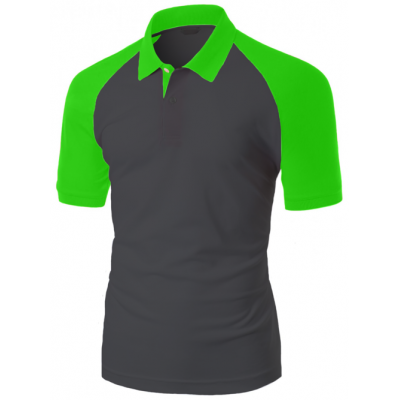 Camisa Polo Raglan Lisa Preta e Verde