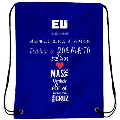 Mochila Cruz com Coração Oxford Azul Royal