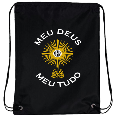 Mochila Meu Deus Meu Tudo Oxford Preta