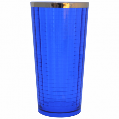 Copo Pixel Azul Neon com Borda Dourado