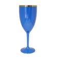 Taça de Vinho Azul Leitoso com Borda Dourado