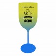 Taça de Vinho Bicolor Amarelo e Azul